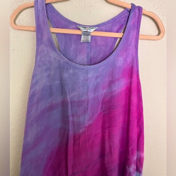 Hard Tail Forever Pink Purple Tie Dye Ombré Asymmetrical Maxi Tank Dress M - Picture 3 of 8